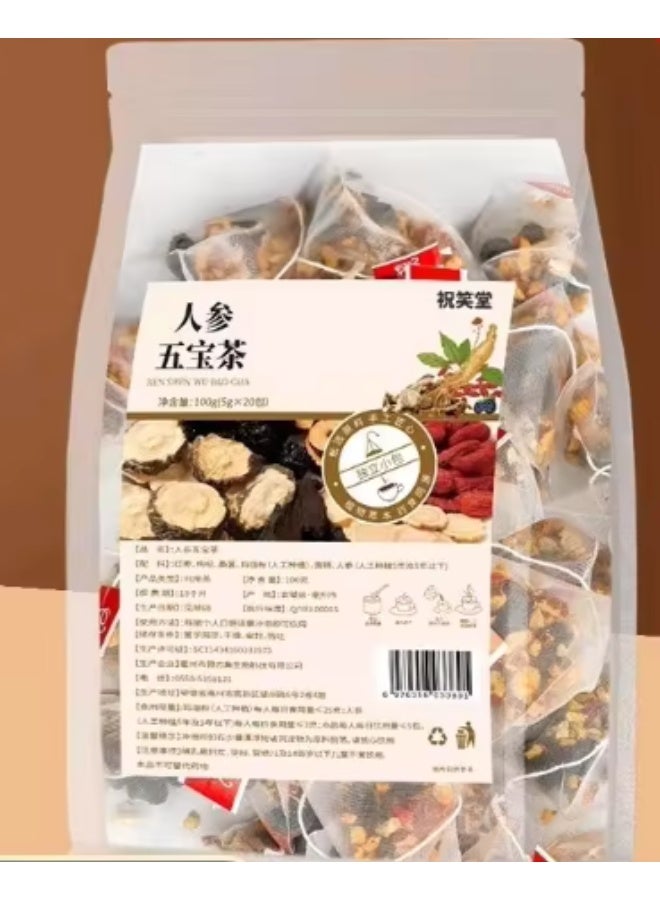 TOP CHOICE Ginseng Five Treasures Tea - Kidney Tea Wubao Herbal Ginseng Red Date Natural Chinese Cleanse for Men Women, te de riñon Saludable Organica (2Pack-50Bags) - Image 2